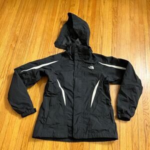 The North Face Jacket Women Medium Black Hooded Hyvent Rain Coat Nylon